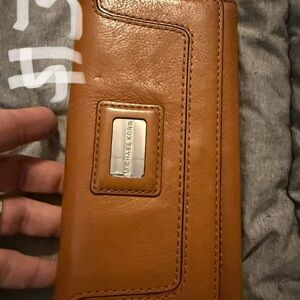 Michael Kors Brown Leather Clutch
